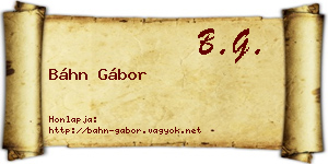 Báhn Gábor névjegykártya